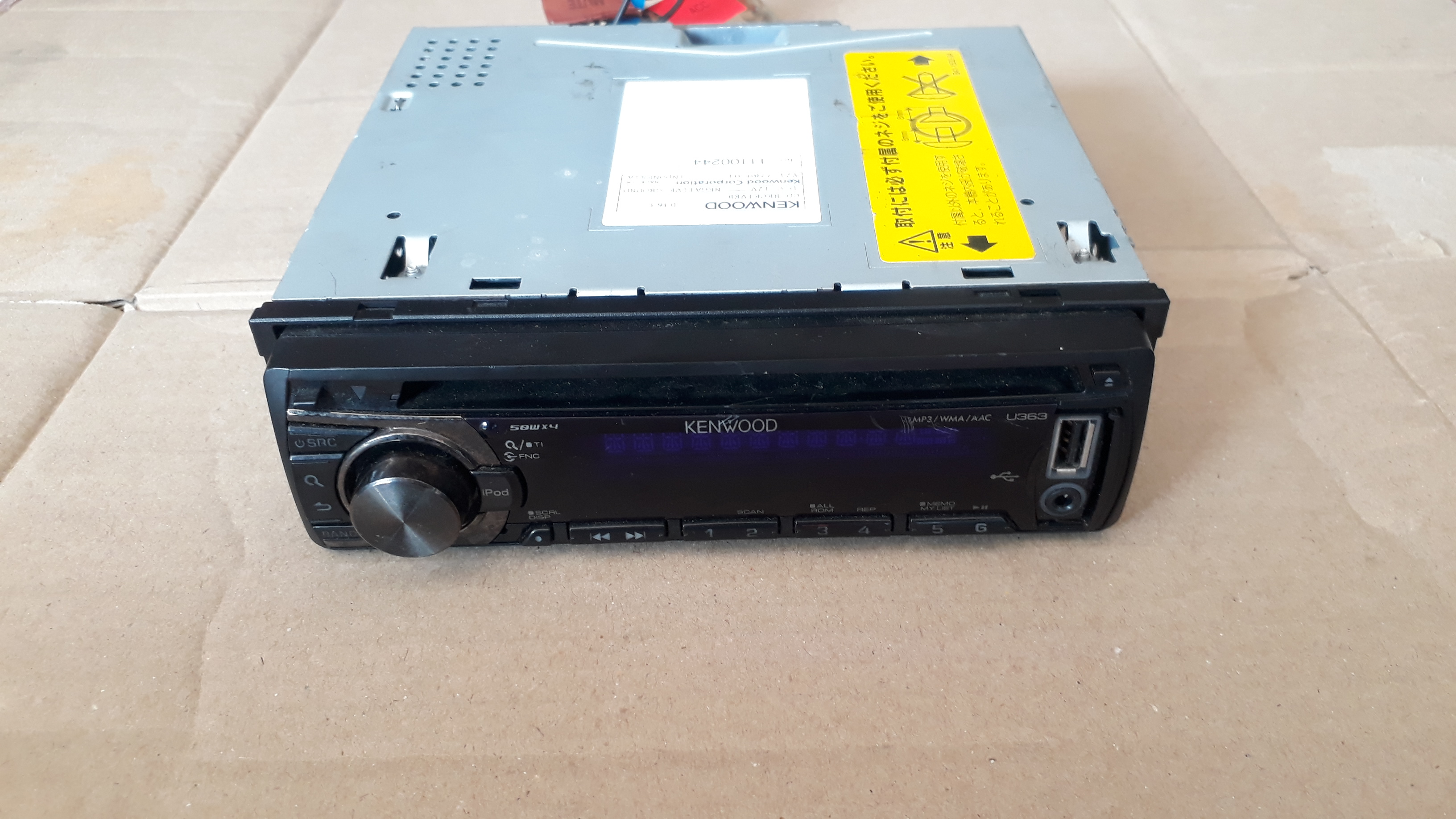 เครื่องเล่น KENWOOD CD MP3 USB AUX FM ติดรถยนต์ ขนาด1ดิน รุ่นU363 มือสองจากญี่ปุ่น