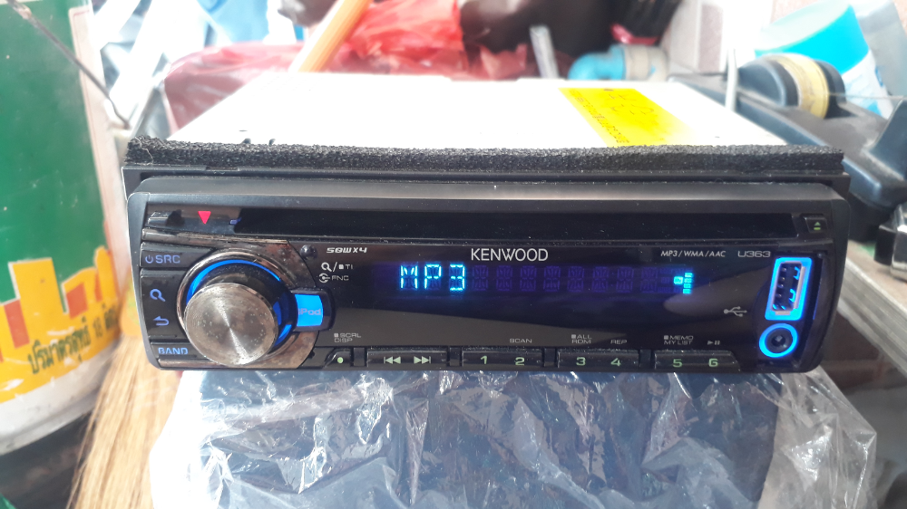 เครื่องเล่น KENWOOD CD MP3 USB AUX FM ติดรถยนต์ ขนาด1ดิน รุ่นU363 มือสองจากญี่ปุ่น