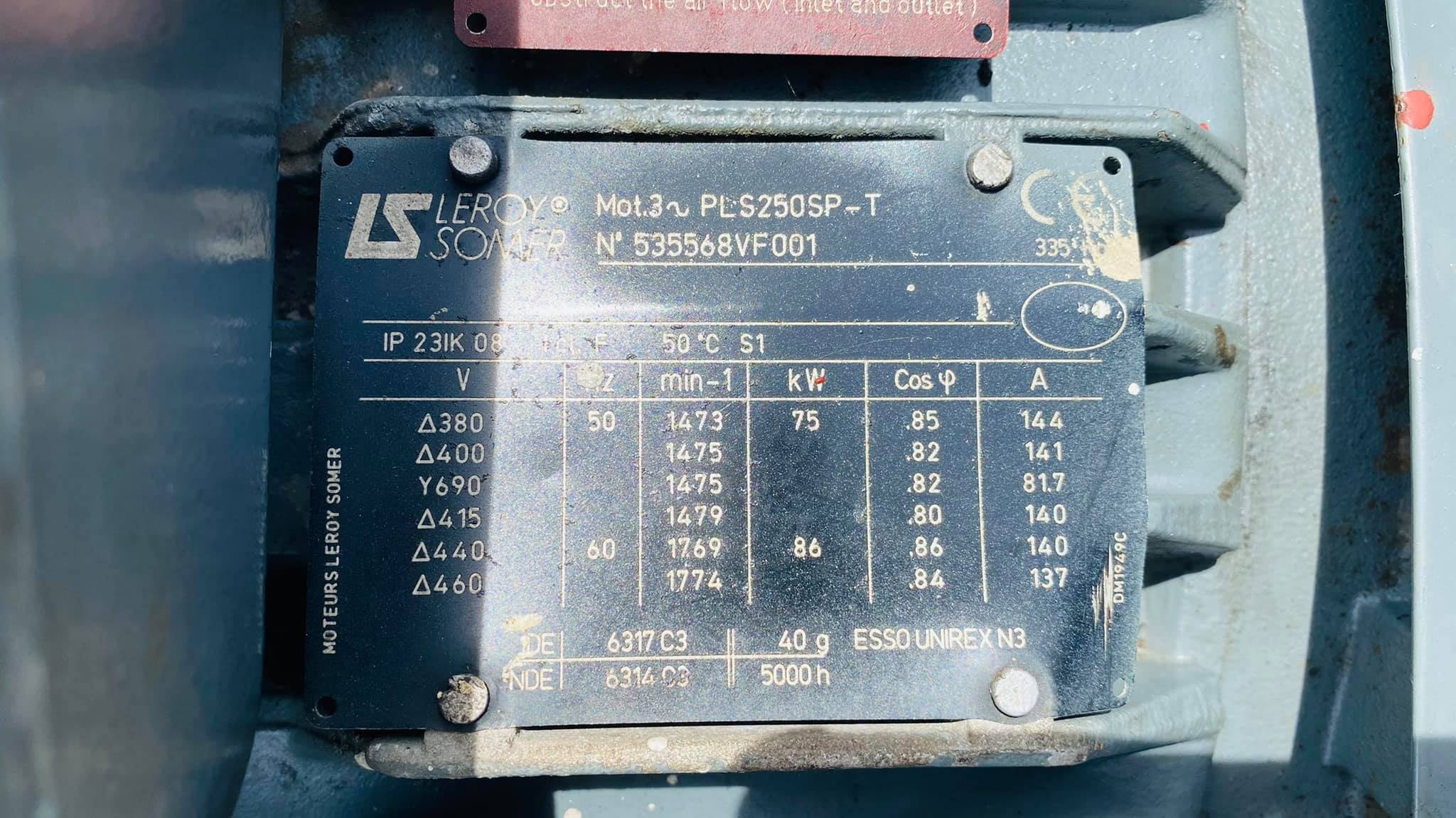 มอเตอร์ไฟฟ้ากำลังของยุโรป LS LEROY SOMER ขนาด 100 HP