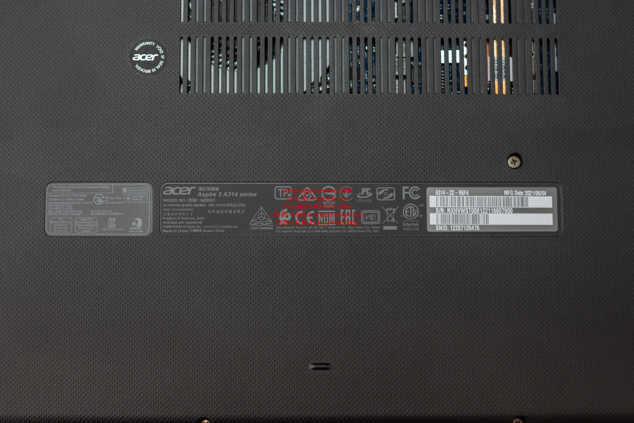 ลดราคา-โน้ตบุ๊ค Acer รุ่น Aspire 3 A314-22-R6F4 Ryzen3 3250U Ram 4G HDD 512GB SSD ประกัน 22-06-2023