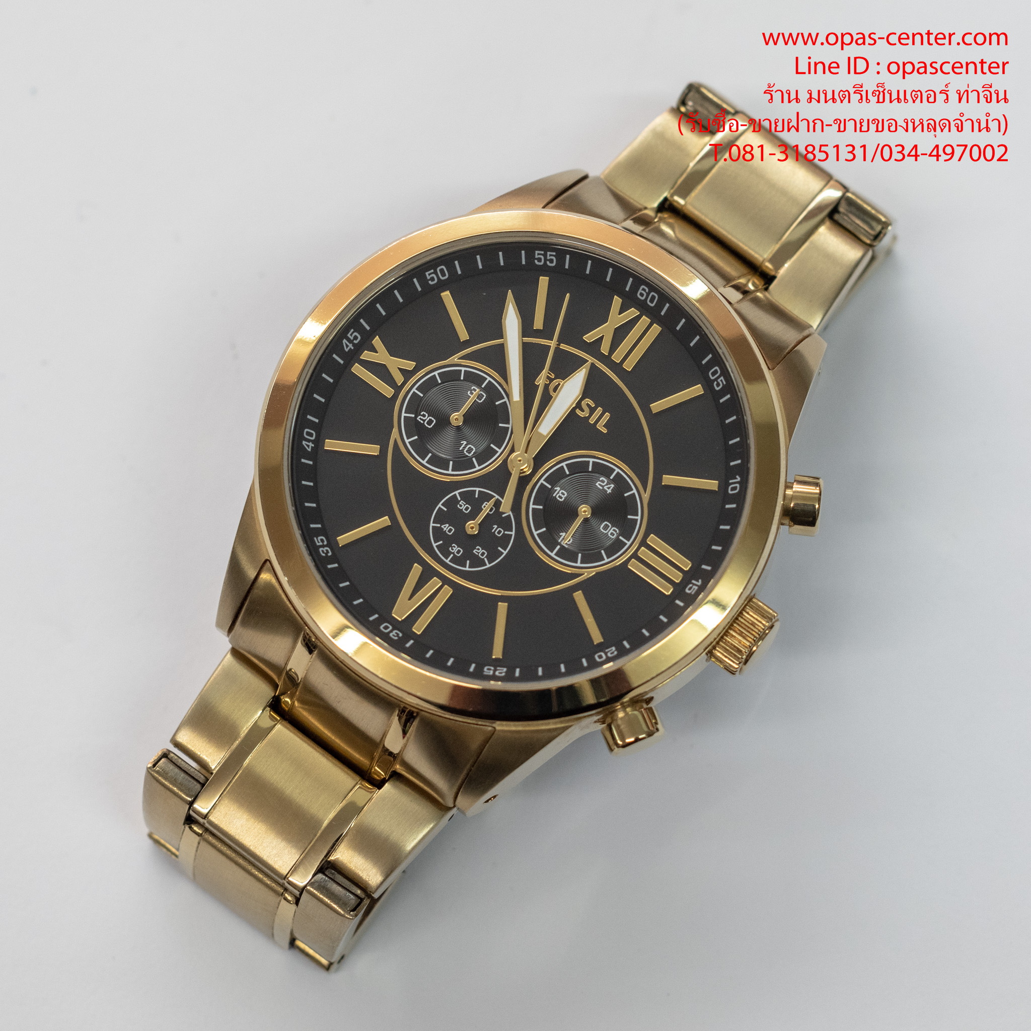 FOSSIL เรือนผู้ชาย Gold Tone Stainless Steel Chronograph Watch BQ2145MSET สภาพใหม่