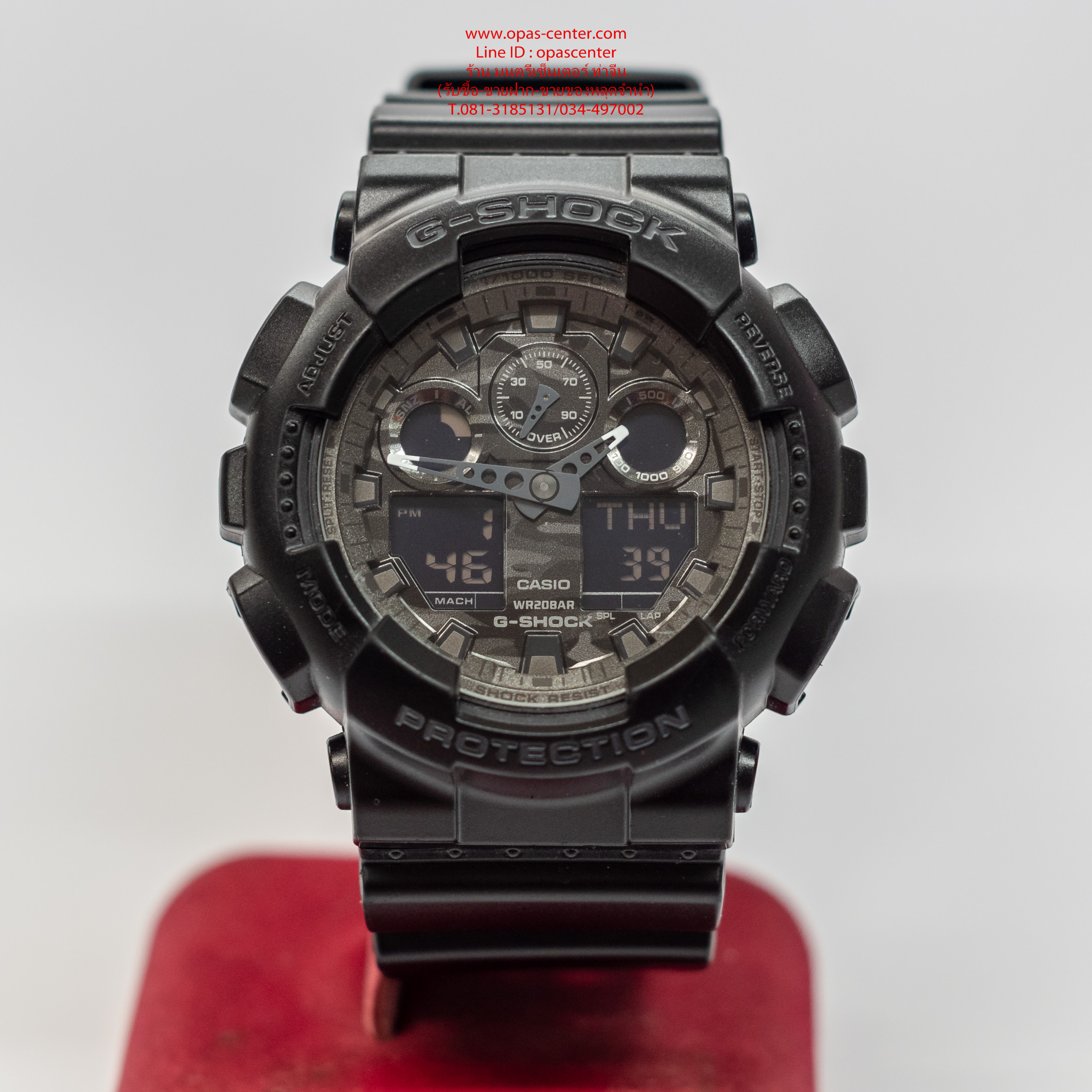 นาฬิกา CASIO G-shock รุ่น GA-100CF-1ADR สีดำ หน้าปัดลายพราง มือสอง สภาพใหม่ มีกล่องเหล็ก