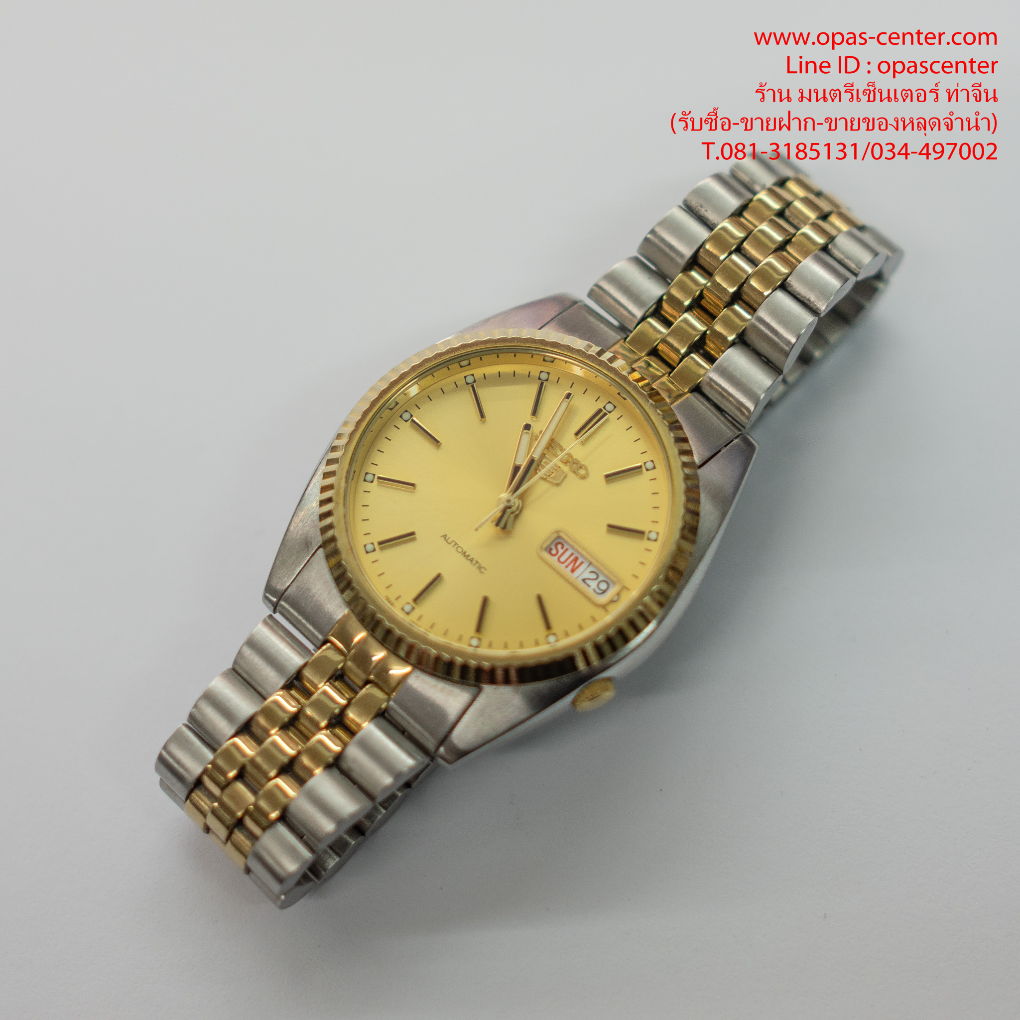 นาฬิกาข้อมือ SEIKO 5 Automatic ชาย รุ่น SNXJ92X ขอบหยักสองกษัตริย์ มือสอง สภาพใหม่