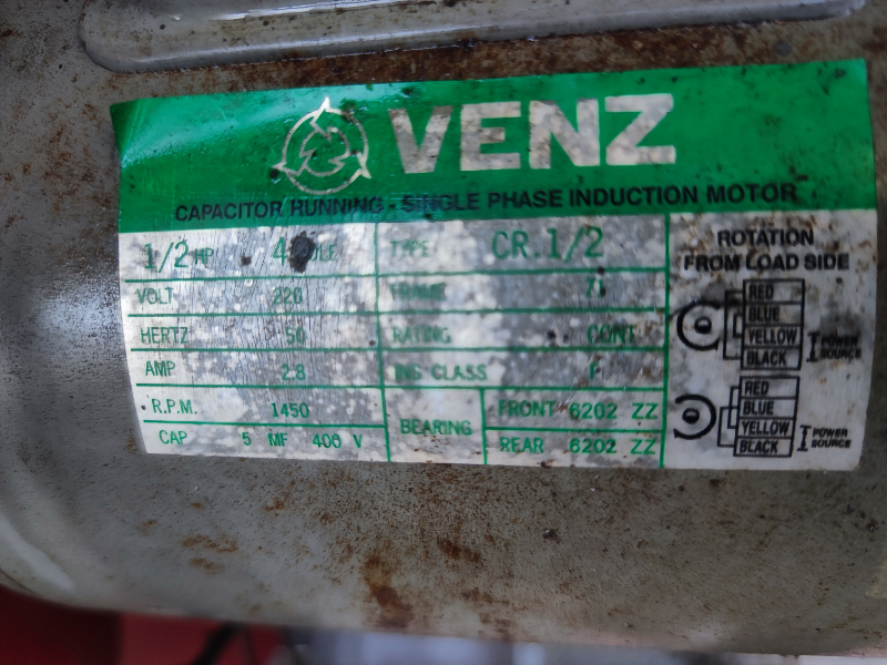 มอเตอร์1/2 แรง ไฟบ้าน