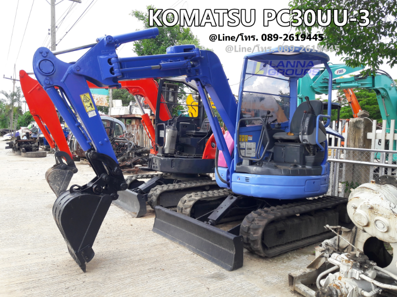 ขายรถขุดKOMATSU PC30UU-3 เลขชั่วโมง 3,1xx เครื่องยนต์Komatsu 3D84E, จำนวน 3 สูบ, คอนโทรลสั้น, ปั้มนิ้ว, แทรคยาง, มีใบมีด, รถเก่านอก, มีเอกสาร, ยังไม่เคยใช้งานในไทย