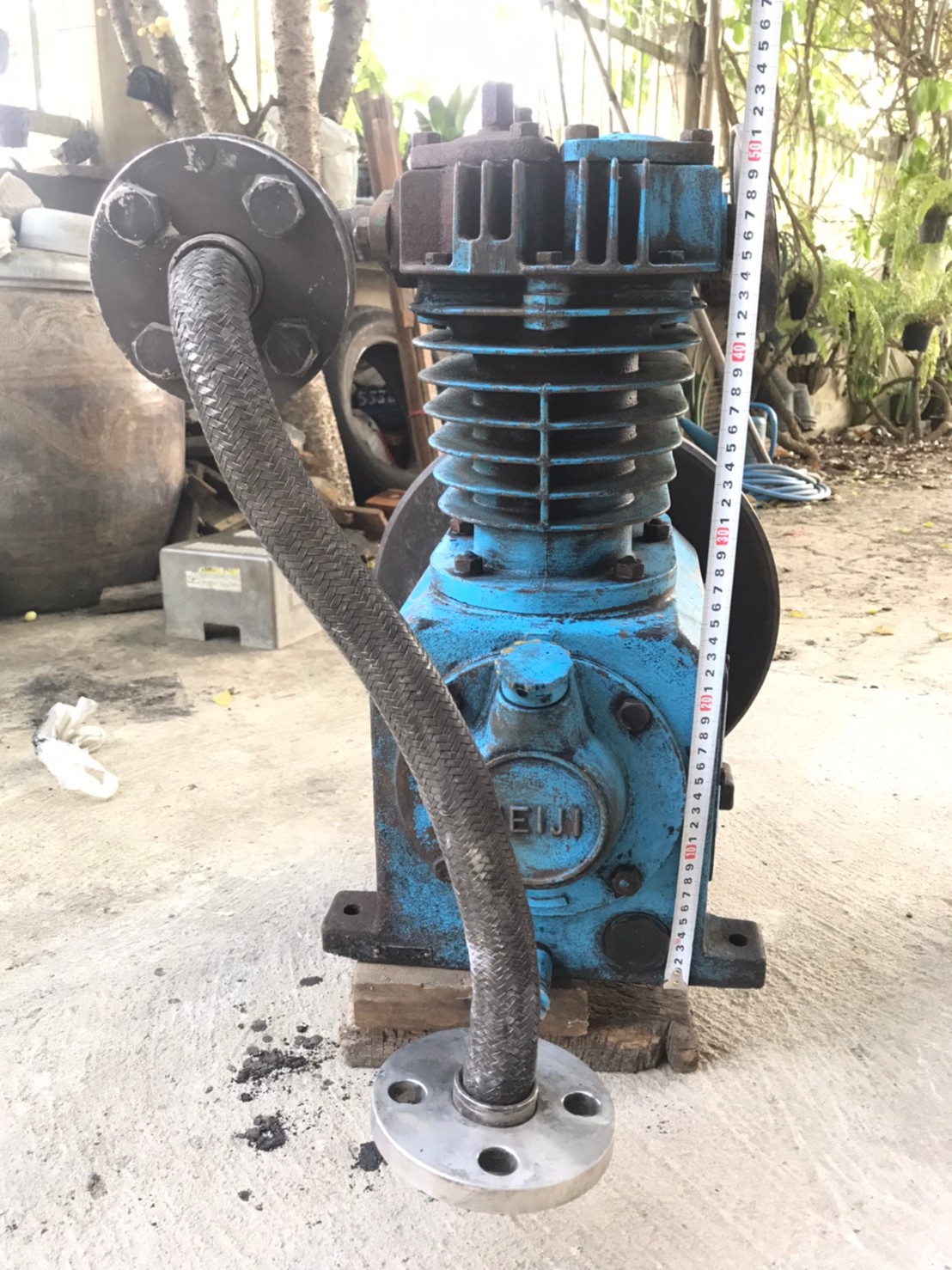 หัวปั๊มลม Meiji Air Compressor  รุ่น HO-7A   made in Japan  ขนาด 7 แรง สภาพดี แรงดูดยังดีตามคลิป