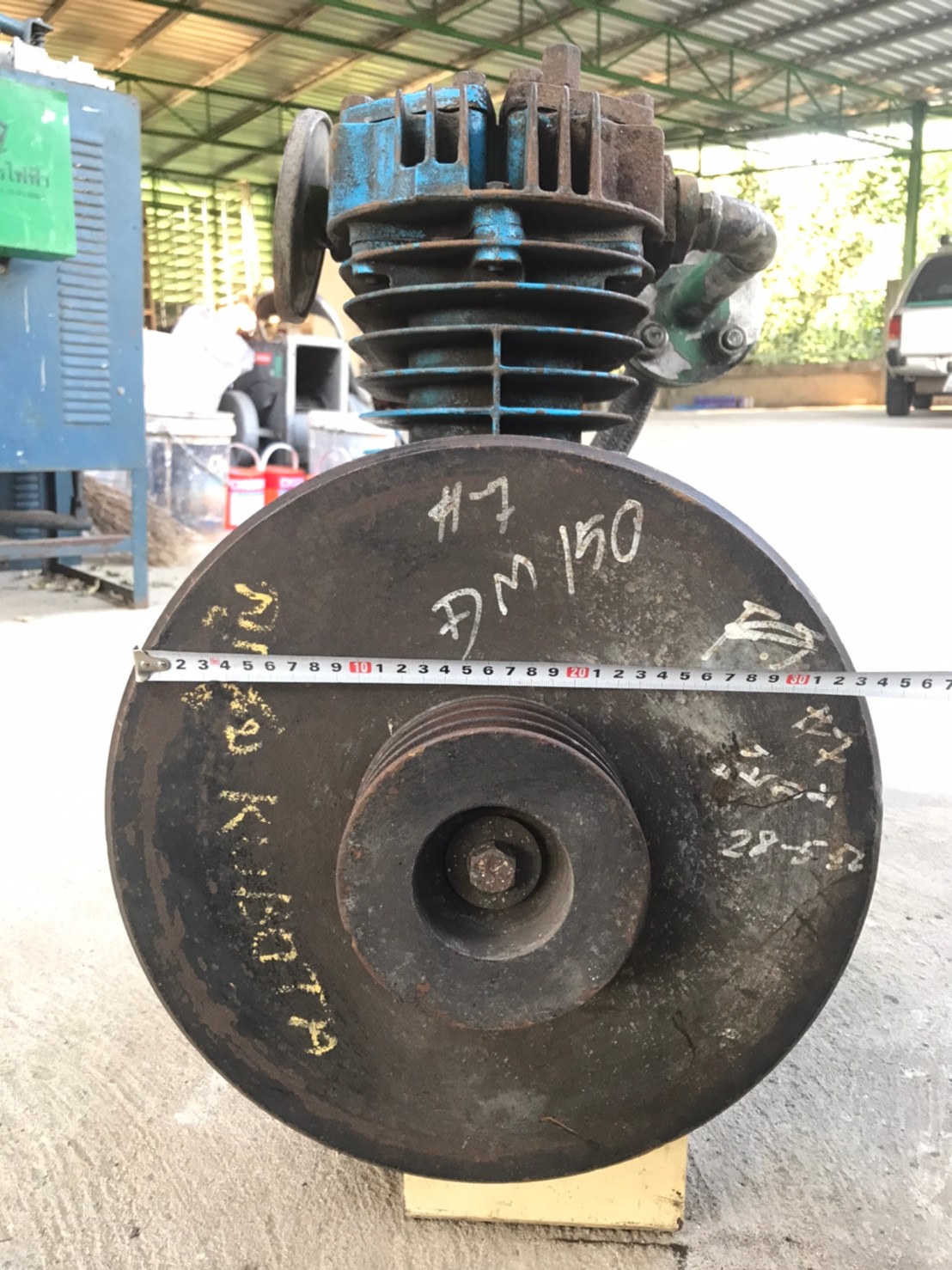 หัวปั๊มลม Meiji Air Compressor  รุ่น HO-7A   made in Japan  ขนาด 7 แรง สภาพดี แรงดูดยังดีตามคลิป