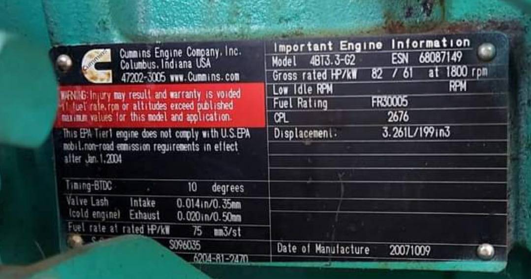 เครื่องปั่นไฟมือสอง 50KVA/40KW 3เฟส ชุดเจน cummins รวมรถสาลี่รากด้วยครับ