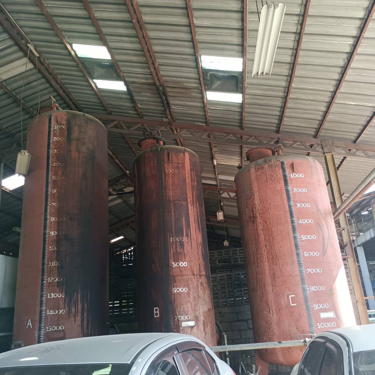 ถังเหล็กแนวตั้ง มี 3 ใบ 3 ขนาดเหล็กหนา 6 มิล