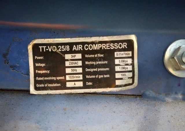 ปั๊มลม ถัง100ลิตร มอร์เตอร์ 3แรง สภาพดีพร้อมใช้งาน