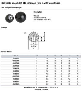 Knurled knob, มือหมุนพลาสติก, หัวเกียร์ , Amecoil, Schnorr