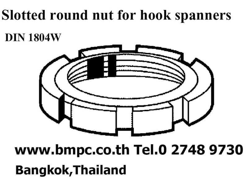 Prevailing torque type slotted round nut with non-metallic insert type GUK 