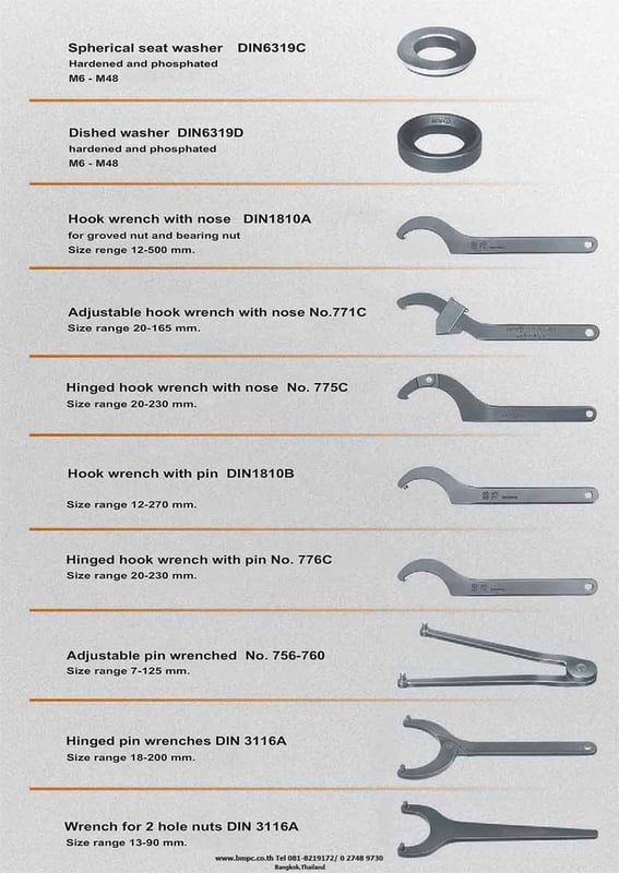 Hing hook wrench with pin, Hook wrench with nose, AMF Hook wrench, Round nut tool, Slotted nut tool Hing hook wrench with pin, Hook wrench with nose, AMF Hook wrench, Round nut tool, Slotted nut tool