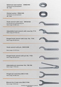 Hing hook wrench with pin, Hook wrench with nose, AMF Hook wrench, Round nut tool, Slotted nut tool Hing hook wrench with pin, Hook wrench with nose, AMF Hook wrench, Round nut tool, Slotted nut tool