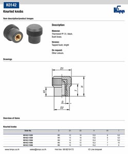 Knurled knob, มือหมุนพลาสติก, หัวเกียร์ , Amecoil, Schnorr