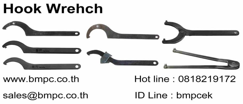 Hing hook wrench with pin, Hook wrench with nose, AMF Hook wrench, Round nut tool, Slotted nut tool