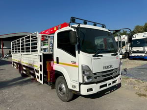 ISUZU FRR 190แรงม้า รถบรรทุก 6ล้อ กระบะเหล็กติดเครน ปี2022 เลขไมล์ 26,000 กม.