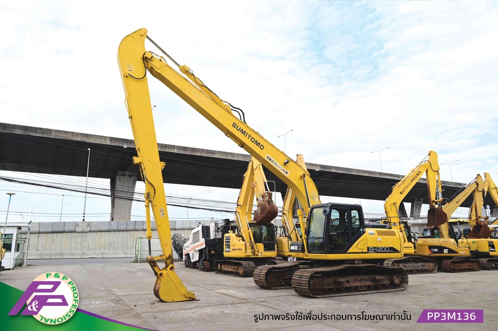ขายรถขุดใหญ่ แทรคใหญ่ บูมยาว 15 เมตร SUMITOMO SH200LC-6 มีกล้อง 3 ตัว สำหรับภาพมุมสูง ด้านหลัง และด้านข้าง มีอาร์มเครน ชั่วโมงน้อย มือสองสภาพดี นำเข้าจากญี่ปุ่น โดย P&P Pro
