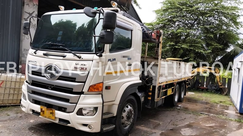 HINO FL 253แรงม้า รถบรรทุก 10ล้อ กระบะเหล็กติดเครน ปี2019