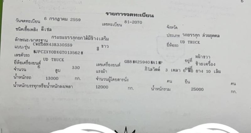 ขาย 590,000 รถ 10 ล้อดั้ม UD TRUCK Quester ปี 2559 เครื่อง 330 แรง หัวบาง ยางดี ครัชซีสวย 