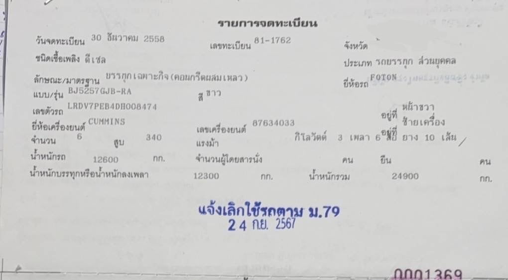 ขาย 365,000 รถโม่ปูน FOTON TX3334 ปี 58 เครื่องดี 340 แรง 2 เพลา ยางดี