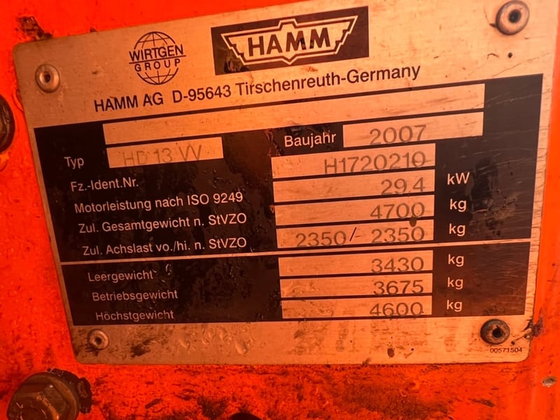 ขาย 275,000 รถบดเบรคดาวน์ 5 ตัน HAMM HD 13 หน้าเหล็กหลังเหล็ก 