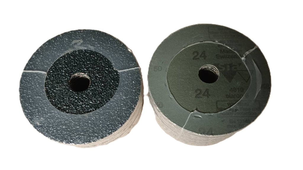 FIBER DISC กลม สีน้ำเงินหลังแข็ง 4" (DIA.100 MM.) ขนาดรูกลาง dia 16 MM. เบอร์ 100 FIBER DISC กลม สีน้ำเงินหลังแข็ง 4" (DIA.100 MM.) ขนาดรูกลาง dia 16 MM. เบอร์ 100