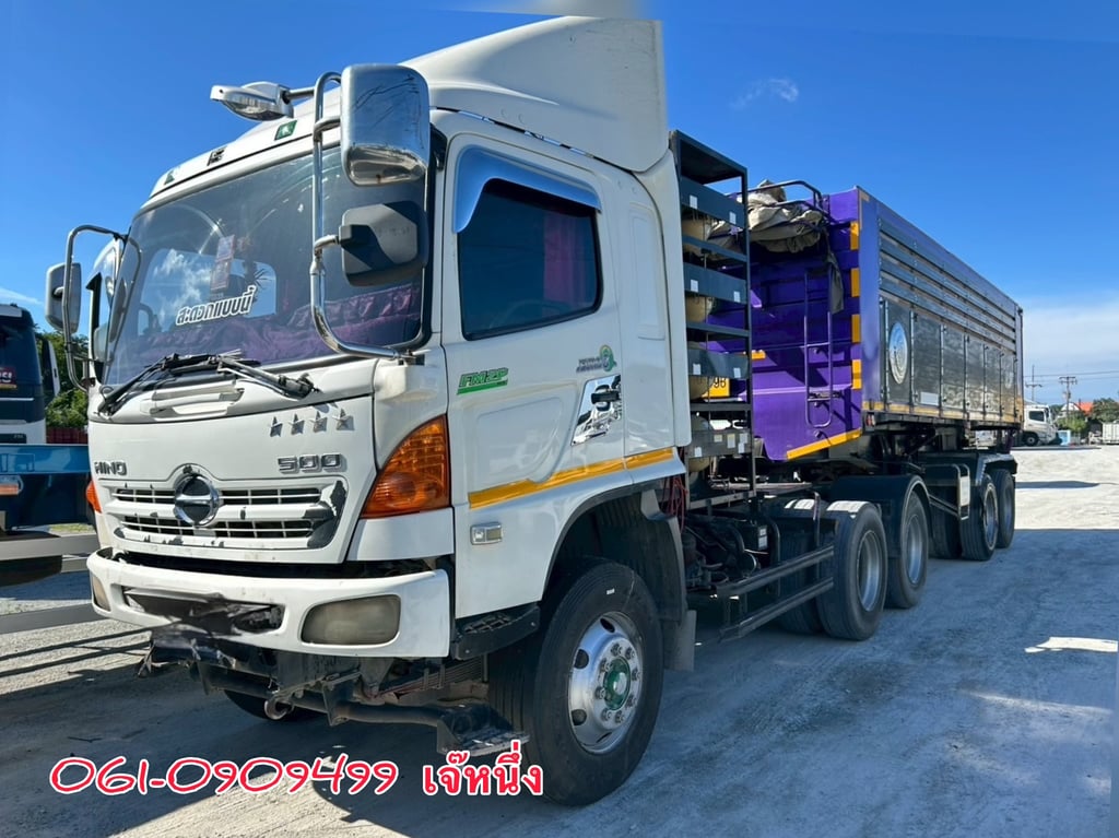 💥โปรซื้อคู่หัวหาง ลด 120,000 บาn สิบล้อหัวลาก CNG HINO  FM2P 360 แรง ปี 57 (6646) หางเซมิดั้มพ์สองเพลา อู่ เอสเคที  ปี 2562 (8798)