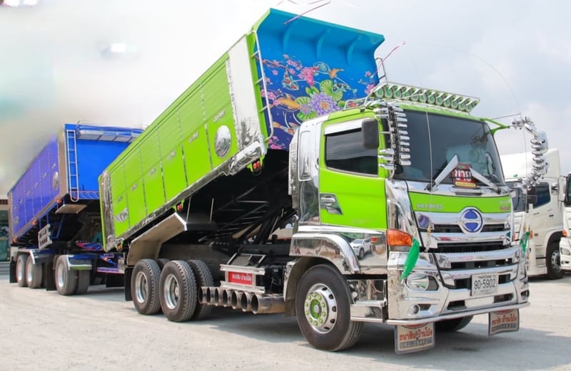 สิบล้อดั้มพ์พ่วง Hino FM1A  344 แรง ปี 66 ลูกปี 65 (5902,2075)
