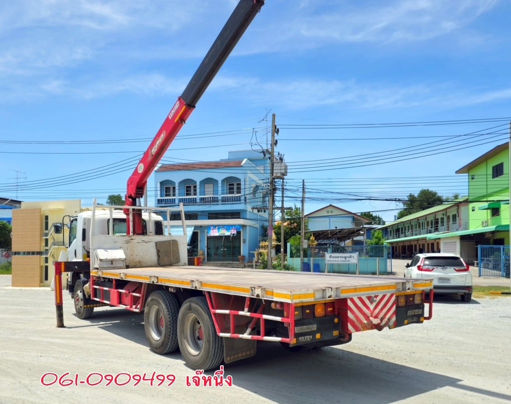 🔥โปรขั้นบันได ยิ่งซื้อยิ่งลด สิบล้อพื้นเรียบเพลาเดียว Isuzu Fvm 240 แรง ปี 56 (7224) ติดเครน UNIC 5 ตัน 5 ปลอก 