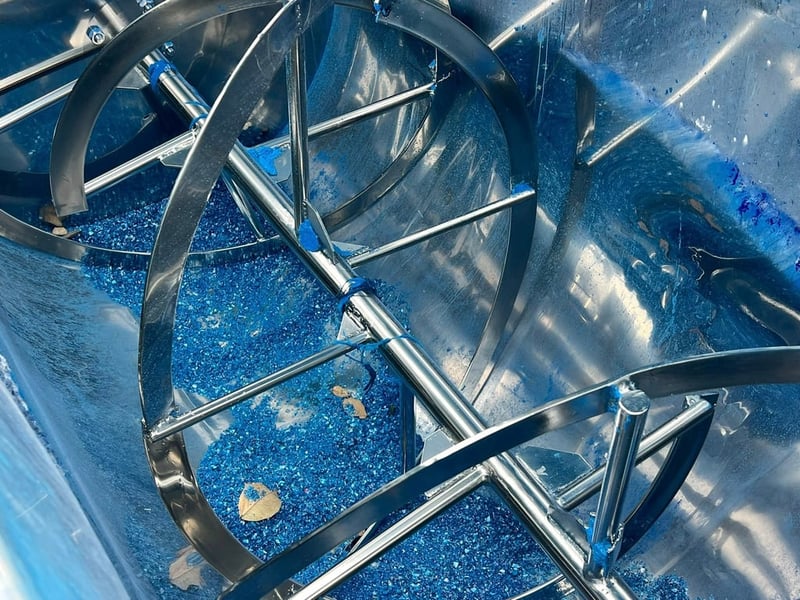 เครื่องผสมแนวนอนแบบสเตนเลส ขนาด 500 ลิตร ห้องและใบสเตนเลสแบบลิบบอน มีระบบฮีทเตอร์ให้ความร้อน⚡️380V⚡️