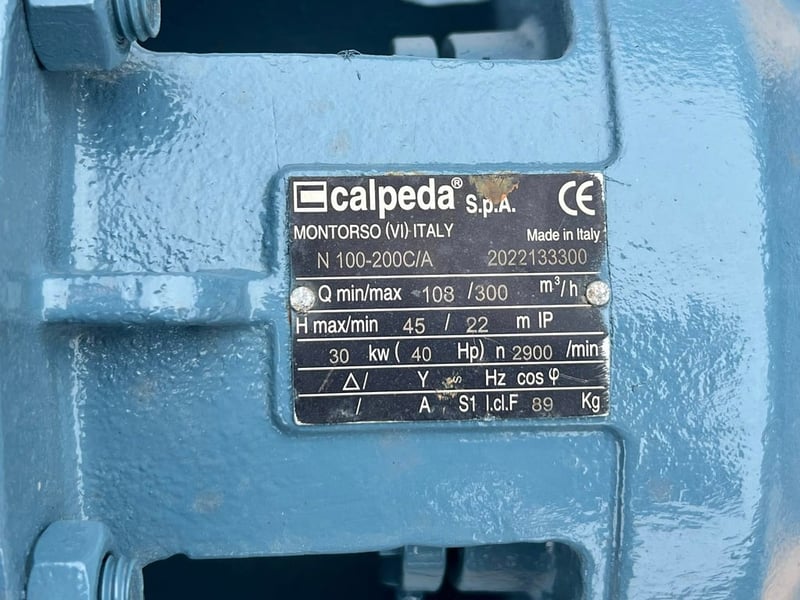ชุดปั้มน้ำหอยโข่ง🇮🇹CALPEDA ITALY🇮🇹ขนาด 40 HP ขนาดท่อ 5~4”  H : 45 m Q : 300 m3h⚡️380V⚡️เข้ามา 2 ชุด