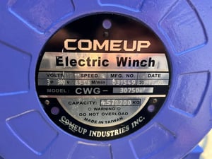 กว้านสลิงไฟฟ้า COME UP TAIWAN วิ้นซ์สลิง ขนาด 2.2 ton (2200 kg)⚡️380V⚡️เข้ามา 3 ตัว