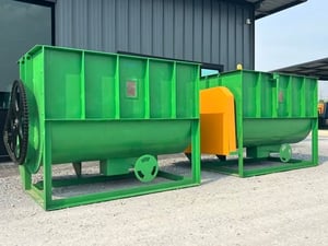 ถังเหล็กกวนผสมแนวนอน ขนาด 500 KG ชุดเกียร์ต้นกำลัง 10 HP⚡️380V⚡️เข้ามา 2 ตัว