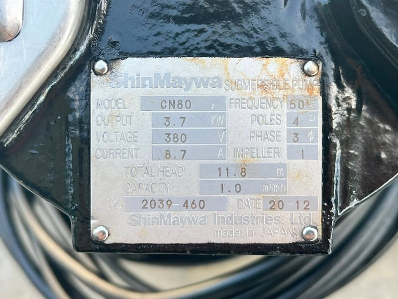 ปั้มจุ่มแช่ไดโว่(Submersible)🇯🇵ShinMaywa Japan🇯🇵ขนาด 5 HP  3”⚡️380V⚡️เข้ามา 4 ตัว
