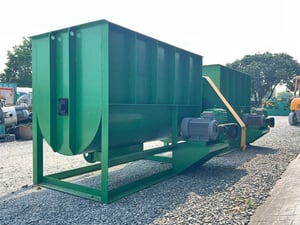 ถังเหล็กกวนผสมแนวนอน ขนาด 500 KG ชุดเกียร์ต้นกำลัง 10 HP⚡️380V⚡️เข้ามา 2 ตัว