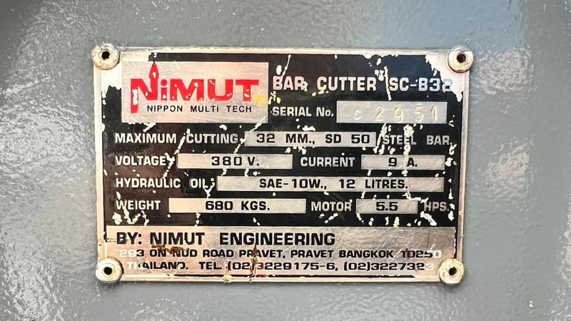 เครื่องตัดเหล็กเส้นไซด์ก่อสร้าง NIMUT รุ่น SC-B32 ระบบไฮดรอลิค ตัดไซด์ 32 mm⚡️380V⚡️ เครื่องตัดเหล็กเส้นไซด์ก่อสร้าง NIMUT รุ่น SC-B32 ระบบไฮดรอลิค ตัดไซด์ 32 mm⚡️380V⚡️
