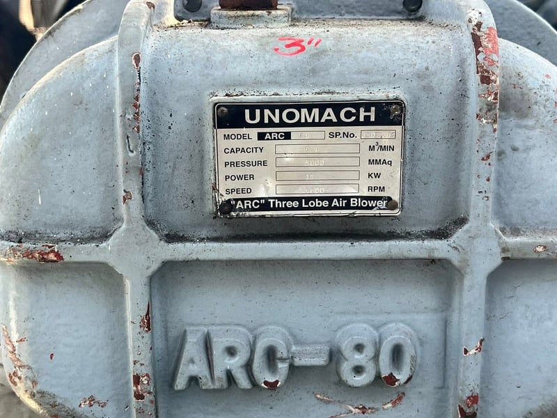 รูทโบลเวอร์อัดอากาศ(RootBlower)🇯🇵UNOMACH ARC🇯🇵รุ่น ARC-80 ( 3” ) มาพร้อมแท่น (ไม่มีมอเตอร์)