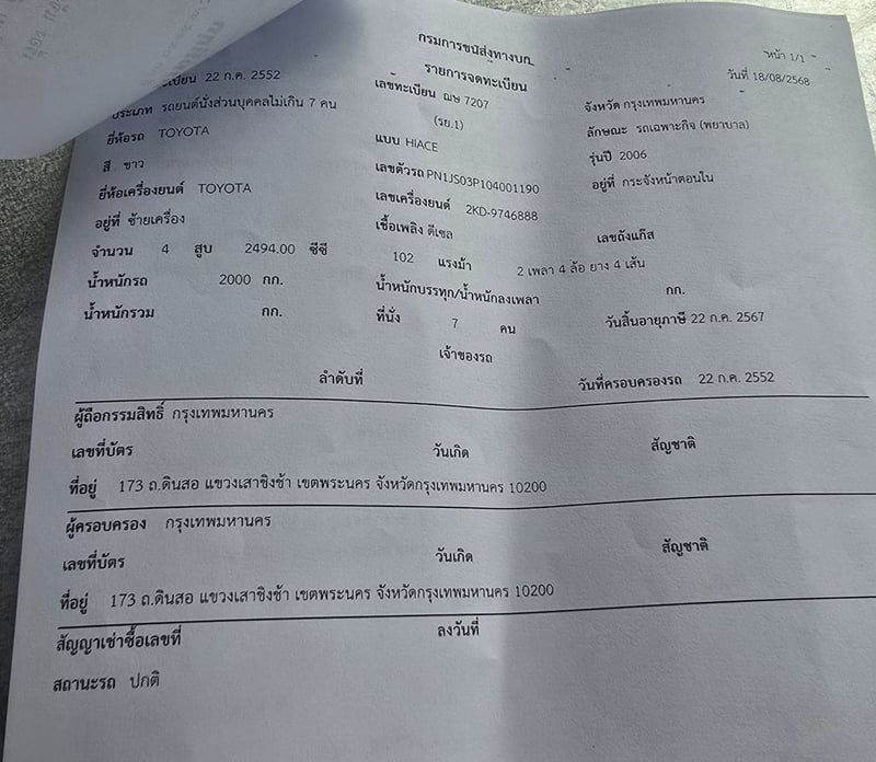 รถตู้ Toyota Hiace พยาบาลสภาพพร้อมใช้