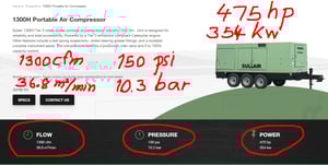 ปั้มลม SULLAIR รุ่น H1300 475แรงม้า ลม 10.5 บาร์