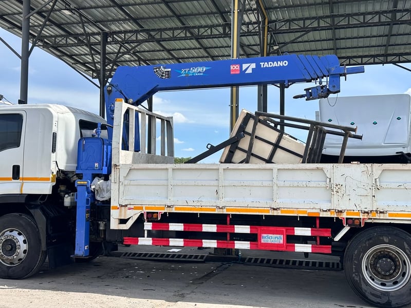 6ล้อISUZU FTR240แรง ปี62ติดเครนทานาโน่5ตัน5ปลอก รถใหม่กริบ ไมล์น้อย