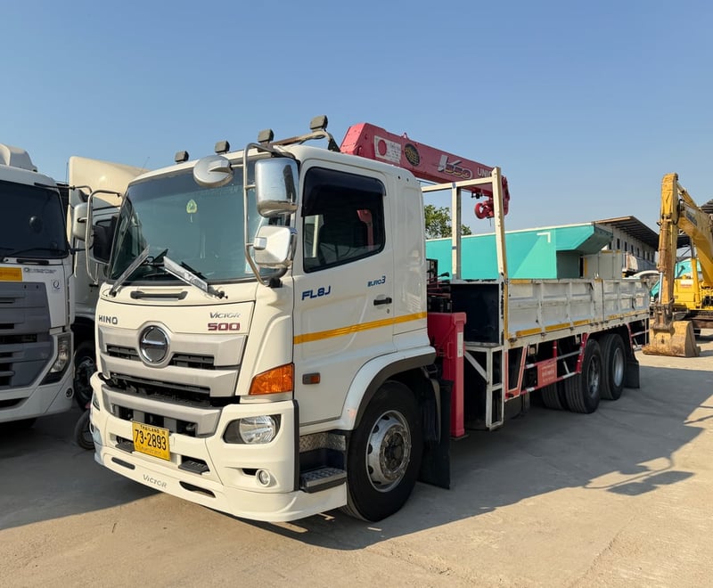 10ล้อติดเครน HINO FL 260แรงปี2563เครนยูนิค 5ตัน พร้อมใช้งาน