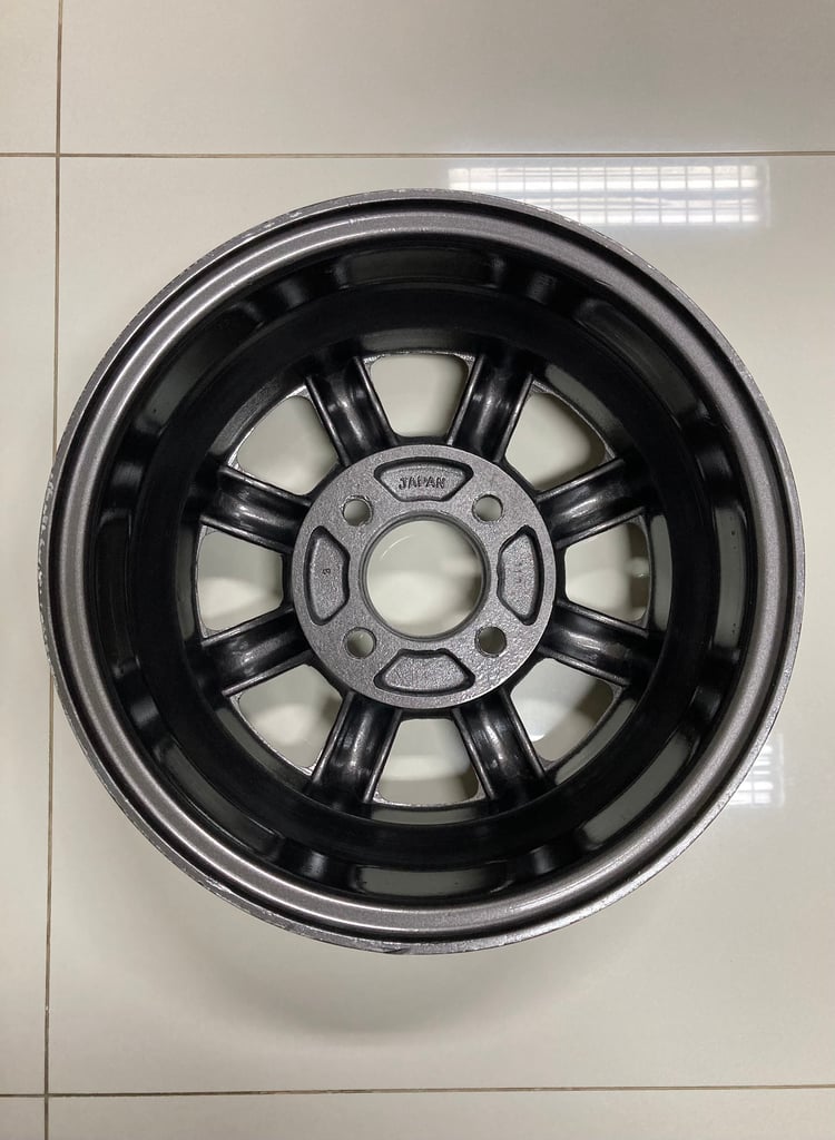 ขายล้อแม็กซ์ลายกล้วย COMPE ขอบ 13 นิ้วขนาด 4 รู 114.3 หน้ากว้าง 5.5 นิ้ว OFFSET +15 ญี่ปุ่นแท้