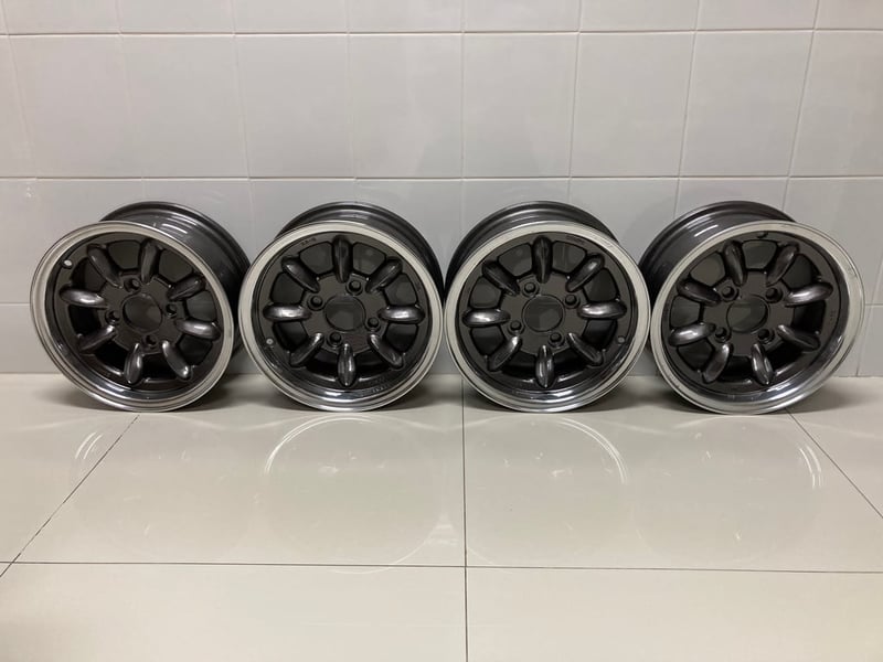 ขายล้อแม็กซ์ลายกล้วย COMPE ขอบ 13 นิ้วขนาด 4 รู 114.3 หน้ากว้าง 5.5 นิ้ว OFFSET +15 ญี่ปุ่นแท้