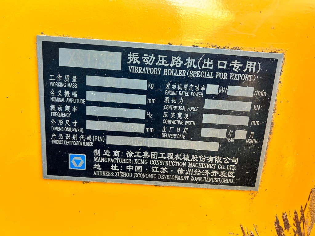 รถบดสั่นสะเทือนxcmg สองเพบา2เปลือก ชม.ทำงานน้อยมาก