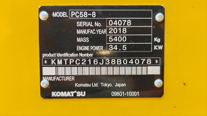Komatsu PC 58-8 ปี 2018 สภาพพร้อมลุย! งานที่แคบพร้อมลุย