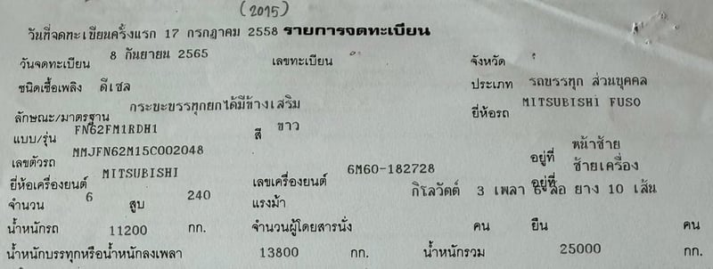 ขายรถ 10 ล้อดั้มพ์ FUSO 240 แรงม้า ปี 58