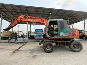 🔥 รถขุดล้อยาง HITACHI EX100WD-3C ไลน์แย็ค 🔥