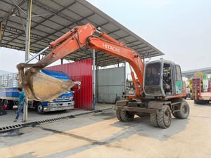 🔥 รถขุดล้อยาง HITACHI EX100WD-3C ไลน์แย็ค 🔥