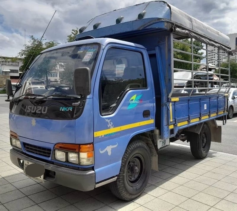 ISUZU NKR55E12 4สูบ 100แรงม้า รถบรรทุก 4ล้อ กระบะคอกสูงมีหลังคา ปี2002